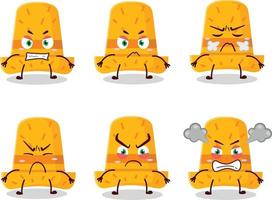 Straw hat cartoon character with various angry expressions vector