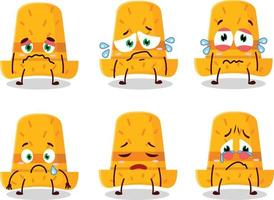 Straw hat cartoon character with sad expression vector