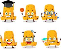 School student of straw hat cartoon character with various expressions vector