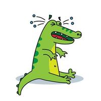 Colored vector illustration of a crocodile that cries