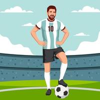 Famous Soccer Player with the Ball in Stadium vector