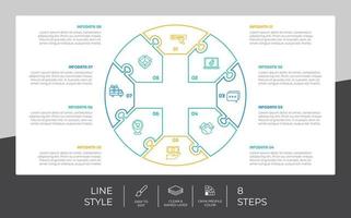 line step infographic vector design with 8 steps colorful style for presentation purpose.Medic step infographic can be used for business and marketing