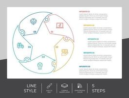 línea paso infografía vector diseño con 5 5 pasos vistoso estilo para presentación proposito.estrella paso infografía lata ser usado para negocio y márketing