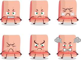 Towel cartoon character with various angry expressions vector