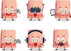 Towel cartoon character are playing games with various cute emoticons vector