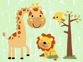 Funny animals cartoon in forest vector