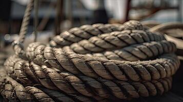 ropes of an old sailing ship Gorch Fock. . photo