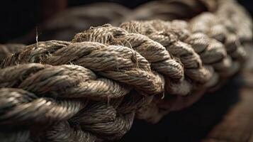 ropes of an old sailing ship Gorch Fock. . photo