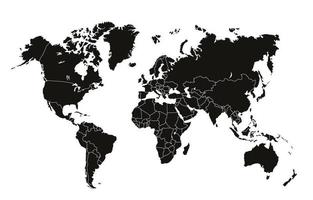 World Map in Black and White vector