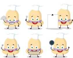 Cartoon character of summer hat with various chef emoticons vector