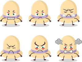 Summer hat cartoon character with various angry expressions vector