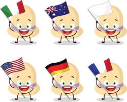 Summer hat cartoon character bring the flags of various countries vector