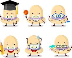 School student of summer hat cartoon character with various expressions vector