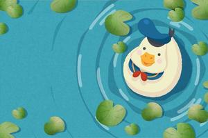 Background of White Duck in Sailor Outfit vector