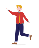 personagem homem feliz dança movimentos isolado png