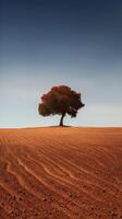 illustration art of Landscape, tree on meadow at sunrise with sun and mist.Abstract surreal illustration. . photo
