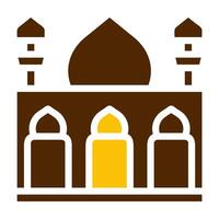 mosque icon solid brown yellow colour ramadan symbol perfect. vector