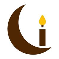 candle icon solid brown yellow colour ramadan symbol perfect. vector