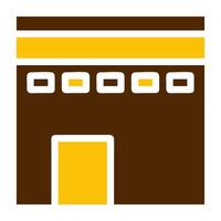 kaaba icon solid brown yellow colour ramadan symbol perfect. vector