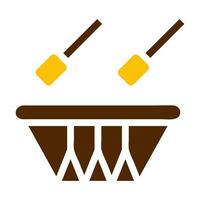 drum icon solid brown yellow colour ramadan symbol perfect. vector