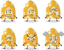 Surfing board cartoon character with various angry expressions vector