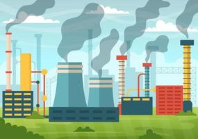 Carbon Dioxide or CO2 Illustration to Save Planet Earth from Climate Change as a Result of Factory and Vehicle Pollution in Hand Drawn Templates vector