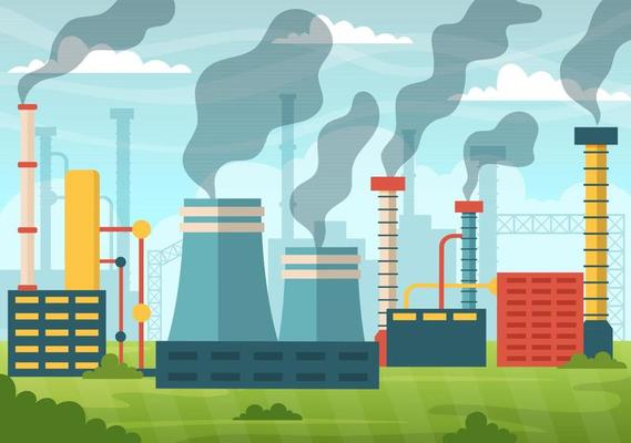 Carbon Dioxide or CO2 Illustration to Save Planet Earth from Climate Change as a Result of Factory and Vehicle Pollution in Hand Drawn Templates
