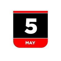 5th May calendar Vector page. 5 may day icon.