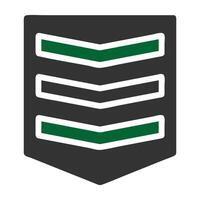 Insignia icono sólido gris verde color militar símbolo Perfecto. vector