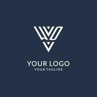 WO triangle monogram logo design ideas, creative initial letter logo with triangular shape logo vector