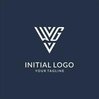 WG triangle monogram logo design ideas, creative initial letter logo with triangular shape logo vector