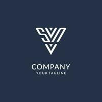 SN triangle monogram logo design ideas, creative initial letter logo with triangular shape logo vector