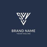 SV triangle monogram logo design ideas, creative initial letter logo with triangular shape logo vector