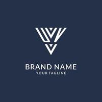 UV triangle monogram logo design ideas, creative initial letter logo with triangular shape logo vector
