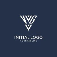 VG triangle monogram logo design ideas, creative initial letter logo with triangular shape logo vector