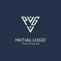 PG triangle monogram logo design ideas, creative initial letter logo with triangular shape logo vector