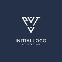 PT triangle monogram logo design ideas, creative initial letter logo with triangular shape logo vector