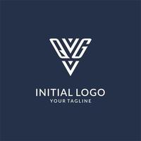 QG triangle monogram logo design ideas, creative initial letter logo with triangular shape logo vector