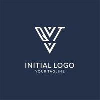 QT triangle monogram logo design ideas, creative initial letter logo with triangular shape logo vector