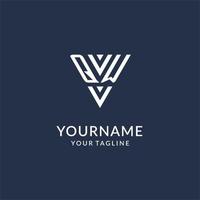 QW triangle monogram logo design ideas, creative initial letter logo with triangular shape logo vector