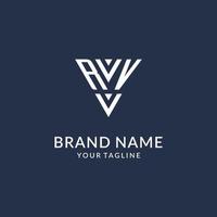 RV triangle monogram logo design ideas, creative initial letter logo with triangular shape logo vector