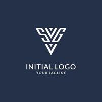 SG triangle monogram logo design ideas, creative initial letter logo with triangular shape logo vector