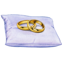 watercolor hand drawn wedding rings on cushion png