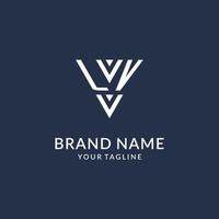 LV triangle monogram logo design ideas, creative initial letter logo with triangular shape logo vector