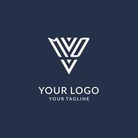 MO triangle monogram logo design ideas, creative initial letter logo with triangular shape logo vector