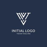 MT triangle monogram logo design ideas, creative initial letter logo with triangular shape logo vector