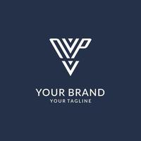 NP triangle monogram logo design ideas, creative initial letter logo with triangular shape logo vector