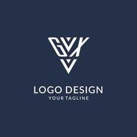 GX triangle monogram logo design ideas, creative initial letter logo with triangular shape logo vector