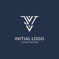 JT triangle monogram logo design ideas, creative initial letter logo with triangular shape logo vector