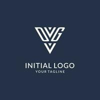 DG triangle monogram logo design ideas, creative initial letter logo with triangular shape logo vector